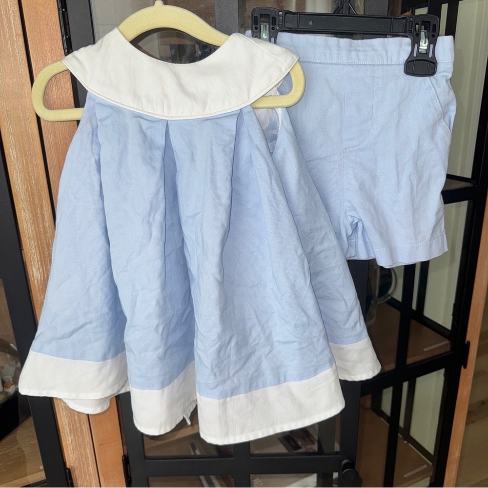 Bib dress set sleeveless pastel toddler girl shorts matching wedgewood sailor